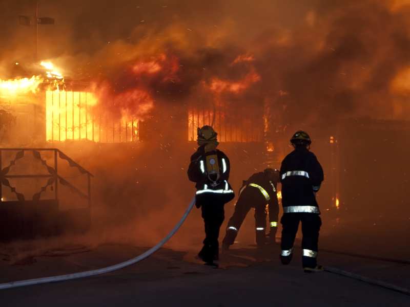 Firefighter work at night